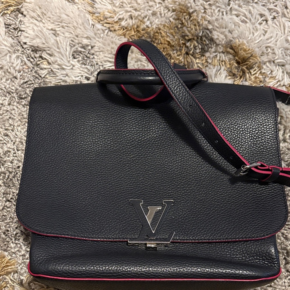 Louis Vuitton Navy blue Crossbody Bag with red Trim